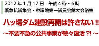八ッ場ダム建設再開は許さない！！～不要不急の公共事業が続々復活?!～